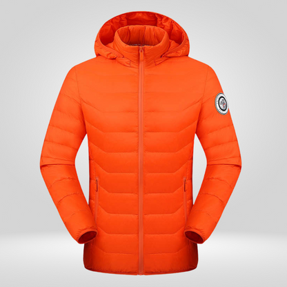 Doudoune Chauffante à Capuche Amovible - Orange - doudoune chauffante - Doudoune chauffante orange avec capuche amovible