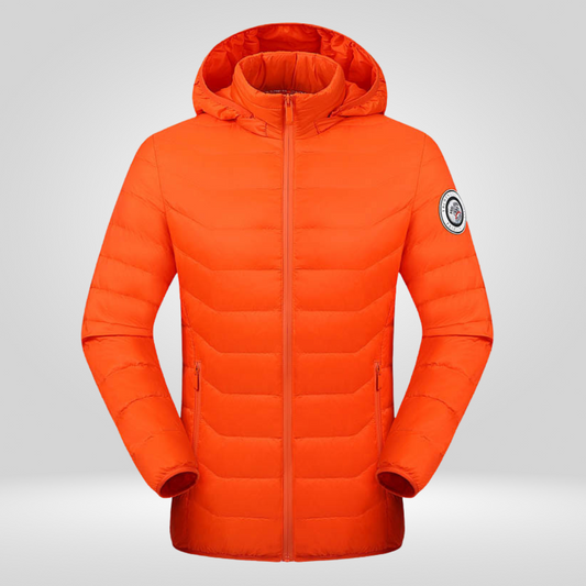 Doudoune Chauffante à Capuche Amovible - Orange - doudoune chauffante - Doudoune chauffante orange avec capuche amovible