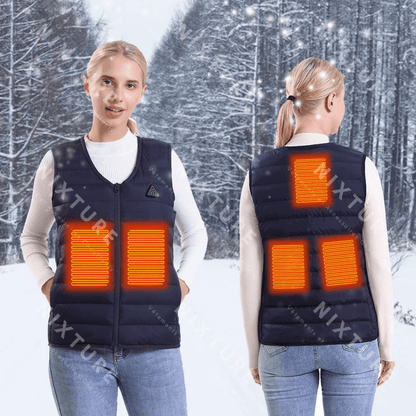 Gilet Chauffant Col V - Bleu -  gilet bleu - Gilet chauffant col V bleu pour un confort optimal
