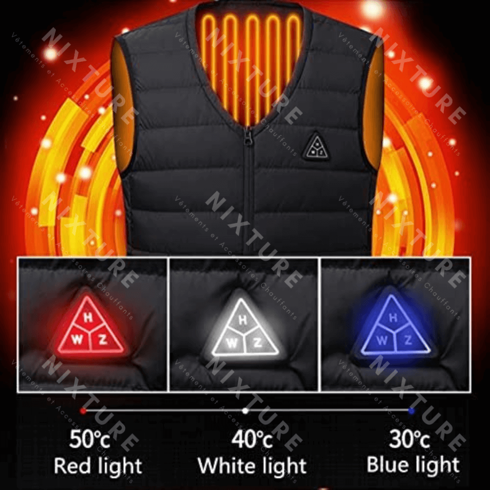 Gilet Chauffant Col V - Bleu -  gilet de chaleur - Gilet chauffant col V bleu pour un confort optimal