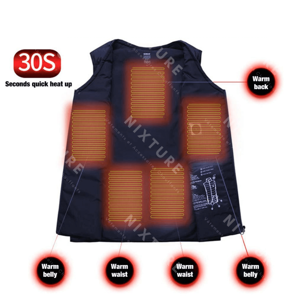 Gilet Chauffant Col V - Bleu -  gilet pour hiver - Gilet chauffant col V bleu pour un confort optimal