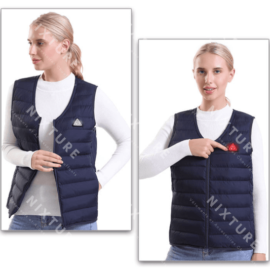 Gilet Chauffant Col V - Bleu - vêtement chauffant - Gilet chauffant col V bleu pour un confort optimal