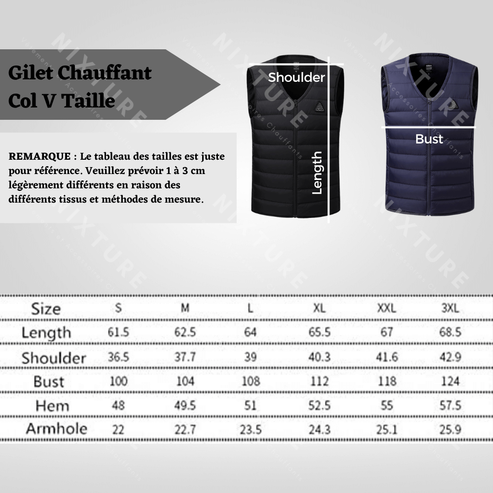 Gilet Chauffant Col V - Bleu -  vêtements d'hiver - Gilet chauffant col V bleu pour un confort optimal