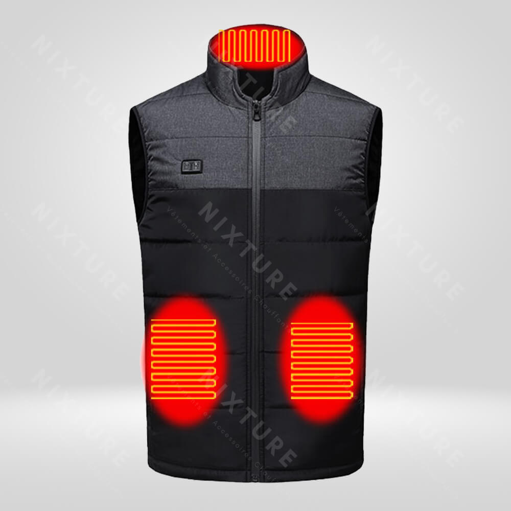Gilet Chauffant Intelligent - Gris -  vêtement hiver - Gilet chauffant intelligent gris pour un confort optimal