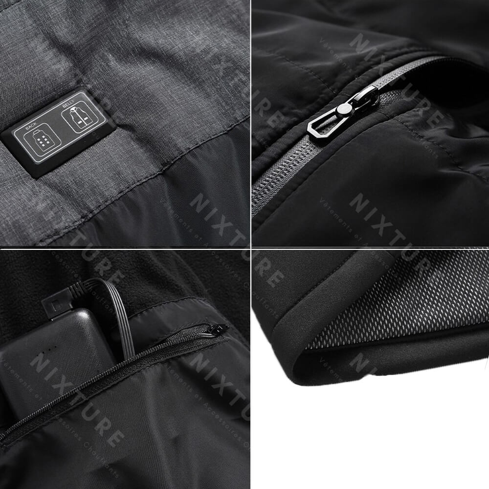 Gilet Chauffant Intelligent - Gris - gilet thermique - Gilet chauffant intelligent gris pour un confort optimal