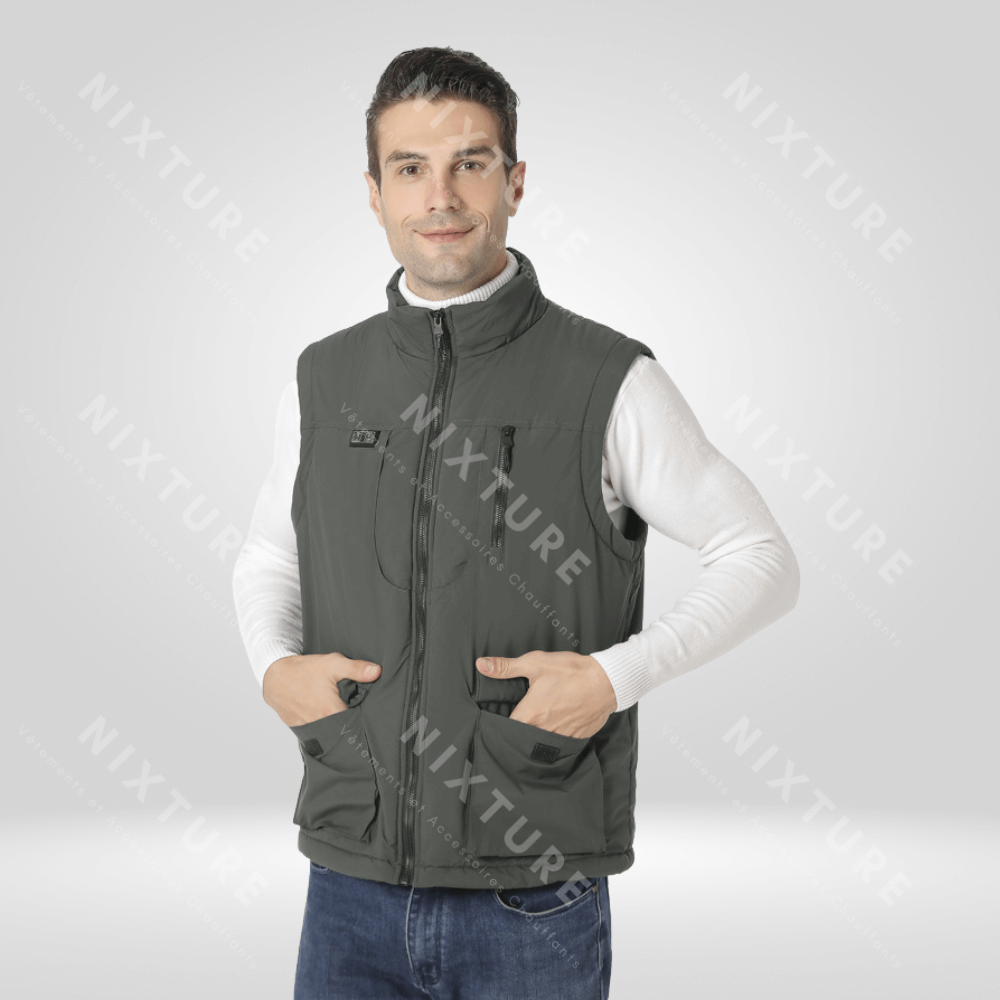 Gilet Chauffant à Onze Zones - Armée Verte -  armé verte - Gilet Chauffant Armée Verte à 11 Zones de Chaleur