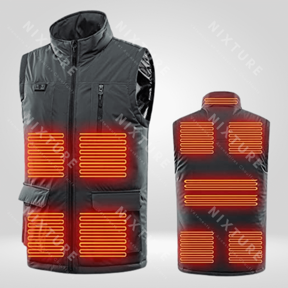 Gilet Chauffant à Onze Zones - Armée Verte -  chaud extérieur - Gilet Chauffant Armée Verte à 11 Zones de Chaleur