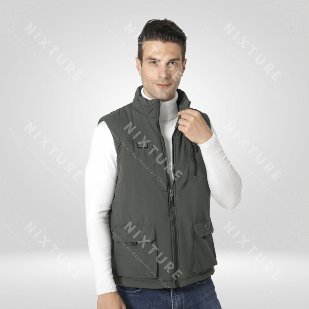 Gilet Chauffant à Onze Zones - Armée Verte - vêtements chauffants - Gilet Chauffant Armée Verte à 11 Zones de Chaleur