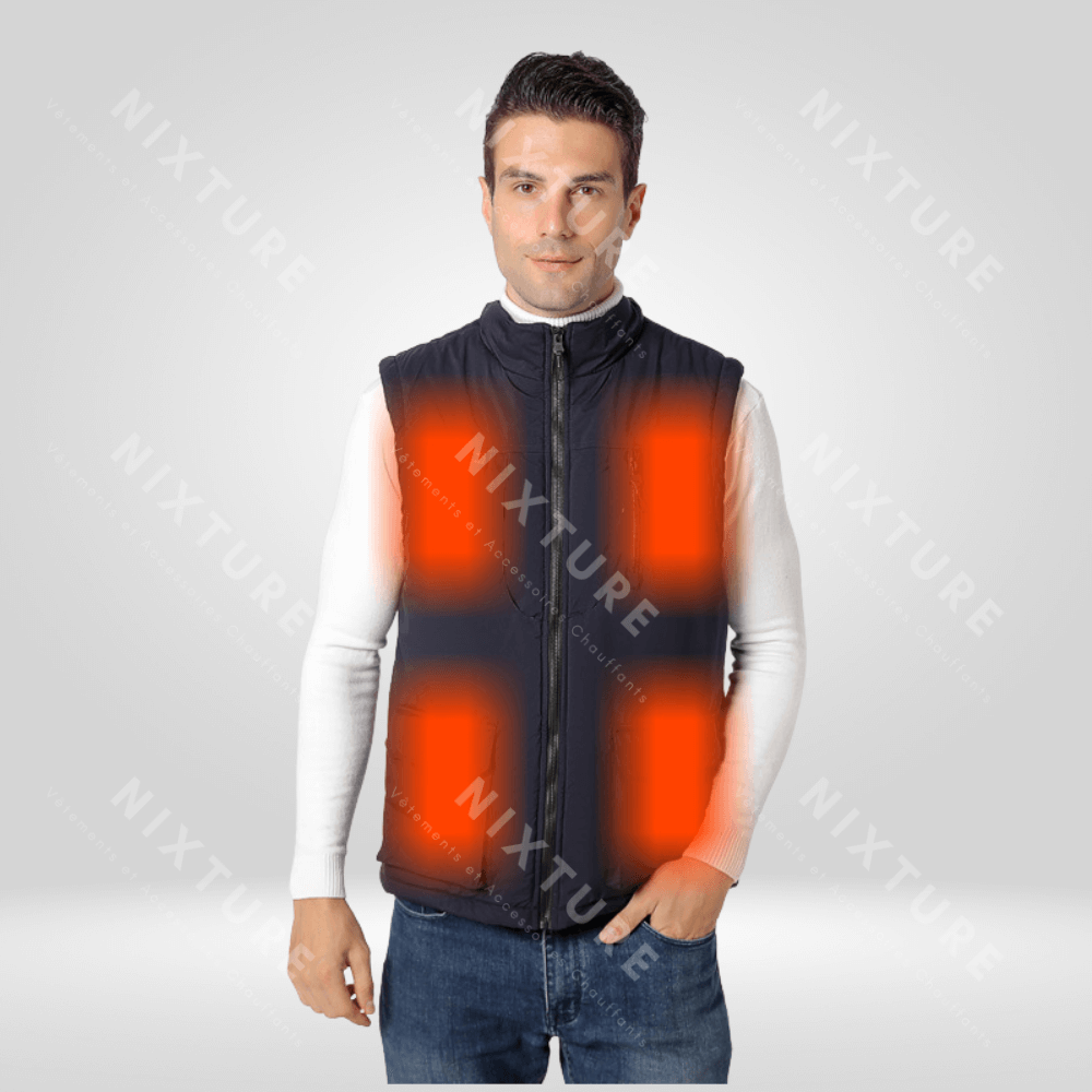 Gilet Chauffant à Onze Zones - Bleu -  bienfaits pour la santé - Gilet chauffant à 11 zones bleu pour confort et chaleur