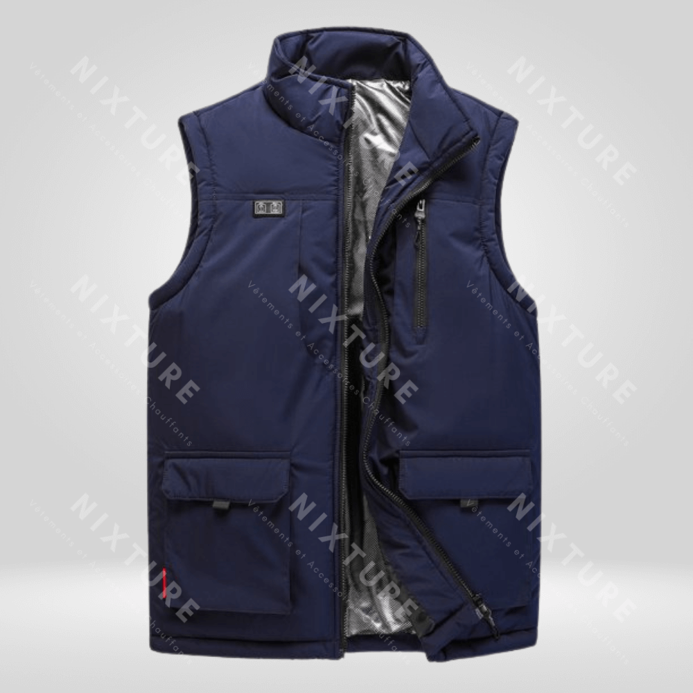 Gilet Chauffant à Onze Zones - Bleu -  contrôle de température - Gilet chauffant à 11 zones bleu pour confort et chaleur