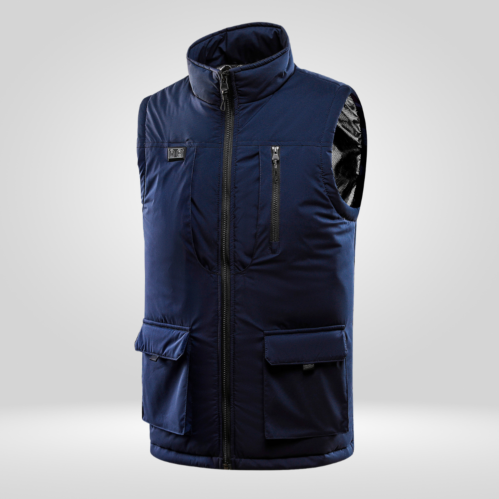 Gilet Chauffant à Onze Zones - Bleu - gilet chauffant - Gilet chauffant à 11 zones bleu pour confort et chaleur