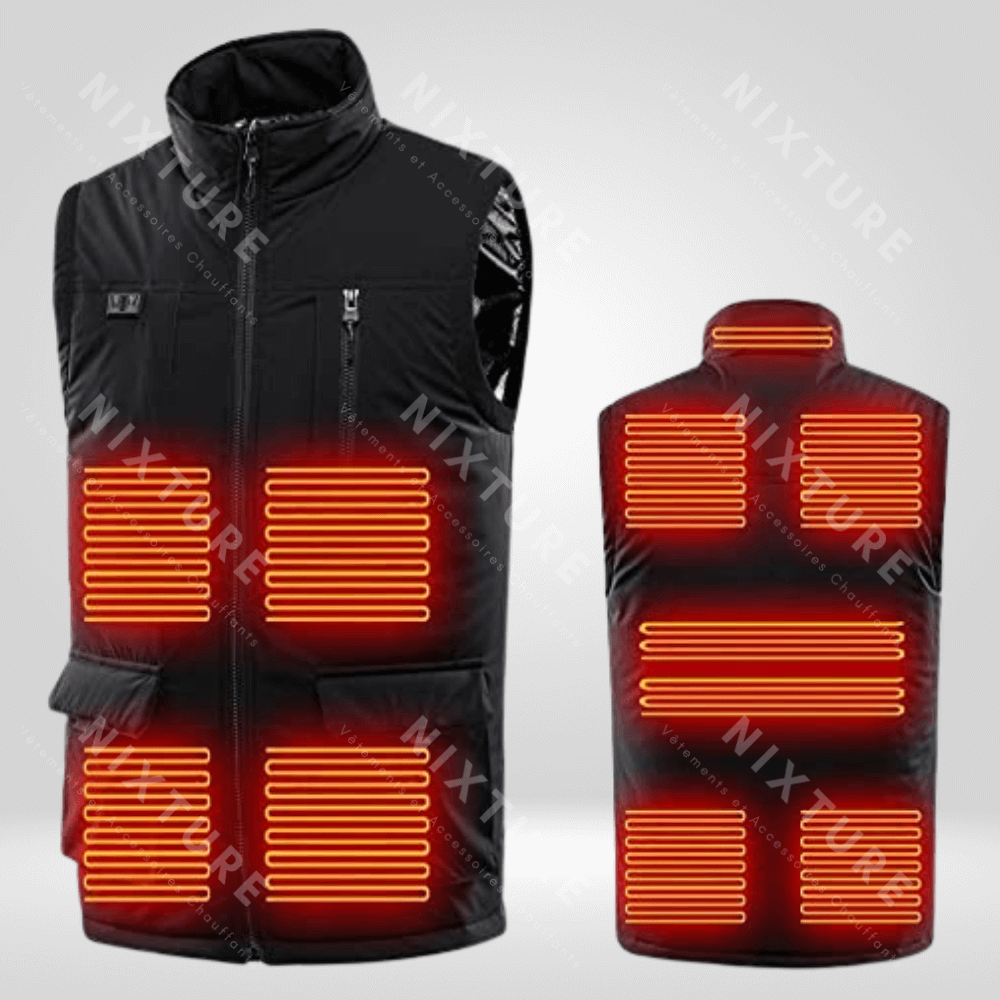 Gilet Chauffant à Onze Zones - Noir -  confort thermique - Gilet Chauffant à Onze Zones Noir pour un Confort Optimal