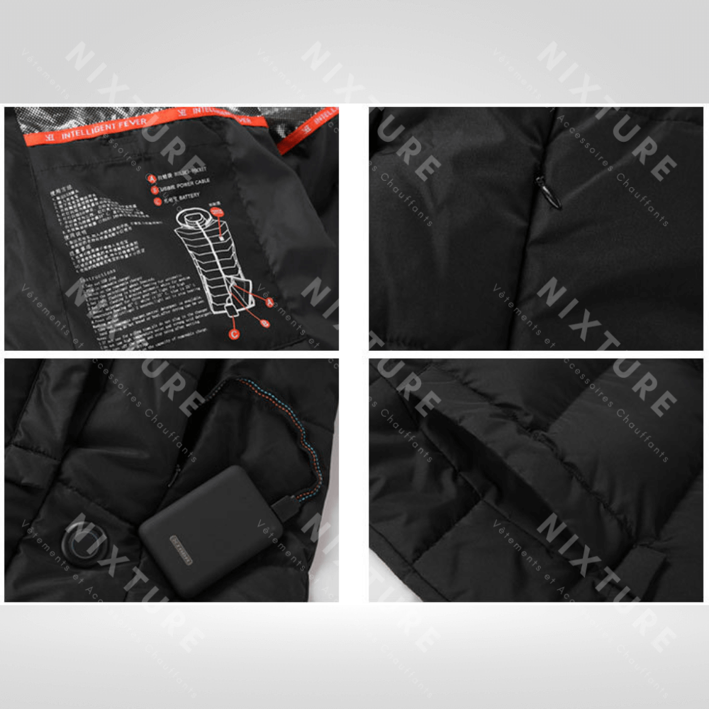 Manteau Doudoune Chauffante - Noir -  vêtement hiver - Manteau Doudoune Chauffante Noir pour un Hiver Confortable