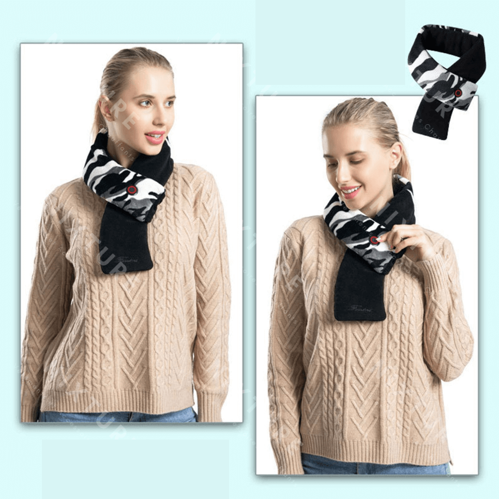 Tour de Cou Chauffant - Noir -  minky - Tour de Cou Chauffant Noir pour un Confort Optimal